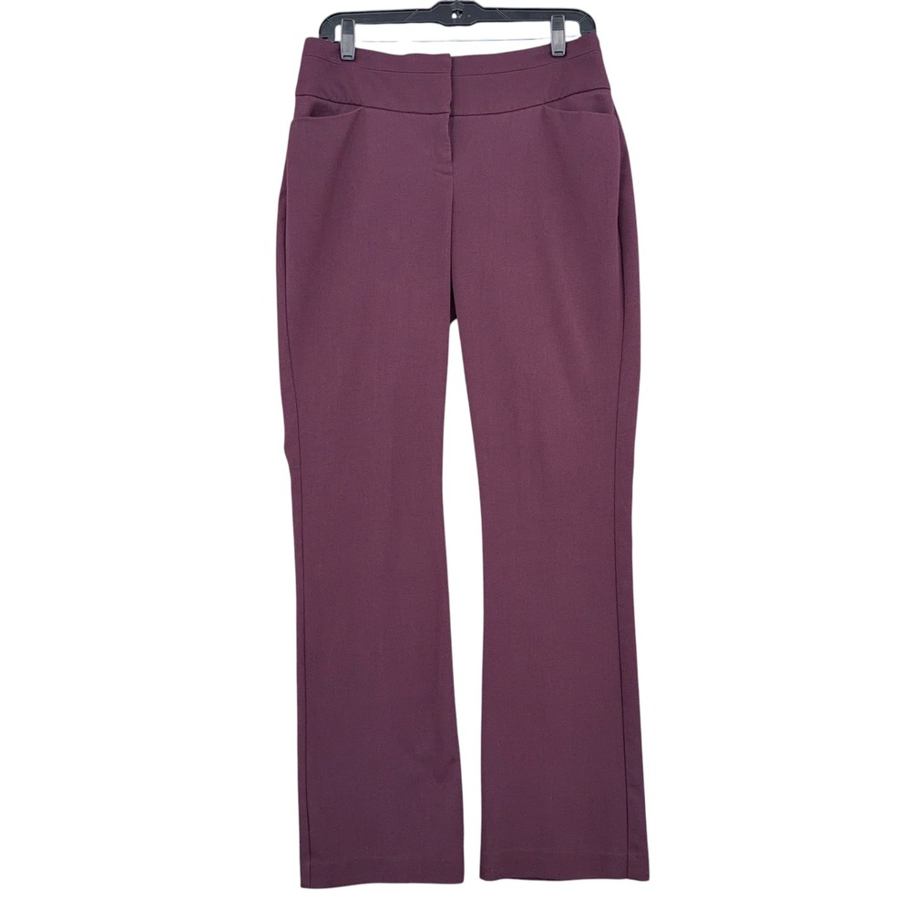 Maurices Dress Pants Women 3/4 REG Polyester Rayon Spandex Burgundy Solid